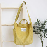 Women Corduroy Shoulder Bag Large Capacity Handbag Tote