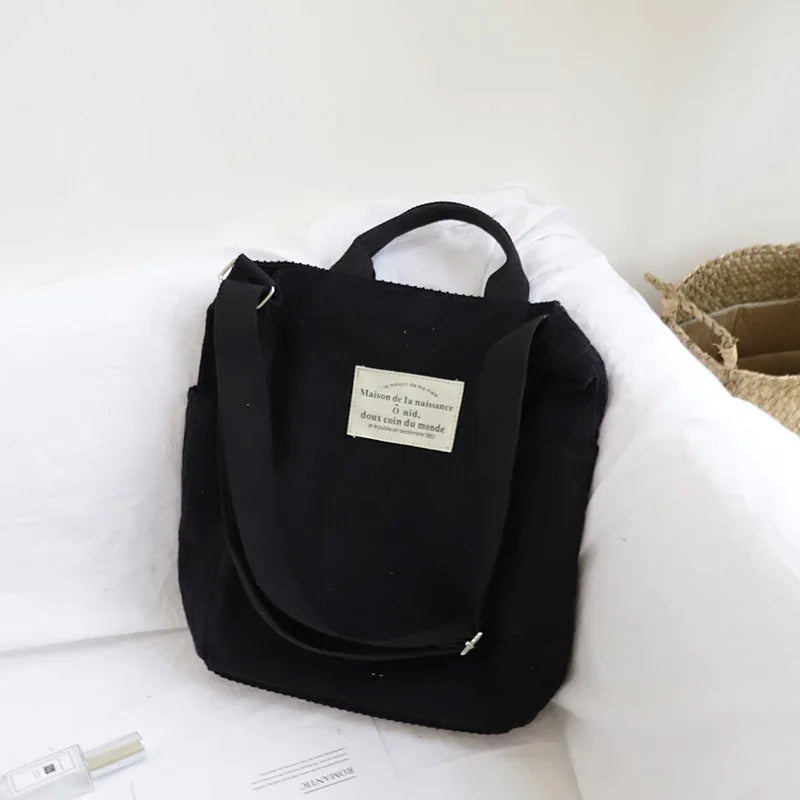 Women Corduroy Shoulder Bag Large Capacity Handbag Tote