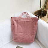 Women Corduroy Shoulder Bag Large Capacity Handbag Tote