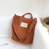 Women Corduroy Shoulder Bag Large Capacity Handbag Tote