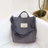 Women Corduroy Shoulder Bag Large Capacity Handbag Tote