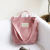 Women Corduroy Shoulder Bag Large Capacity Handbag Tote