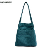 Women Corduroy Shoulder Bag Large Capacity Canvas Shopper Messenger Bags