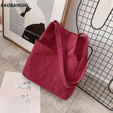 Women Corduroy Shoulder Bag Large Capacity Canvas Shopper Messenger Bags