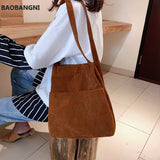 Women Corduroy Shoulder Bag Large Capacity Canvas Shopper Messenger Bags