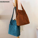 Women Corduroy Shoulder Bag Large Capacity Canvas Shopper Messenger Bags