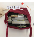 Lucky Bears Embroidery Shoulder Bag Soft Canvas Handbag Eco Tote for Women