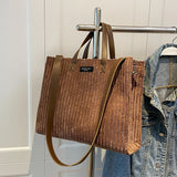 Women Corduroy Shoulder Bag Large Casual Tote Handbag