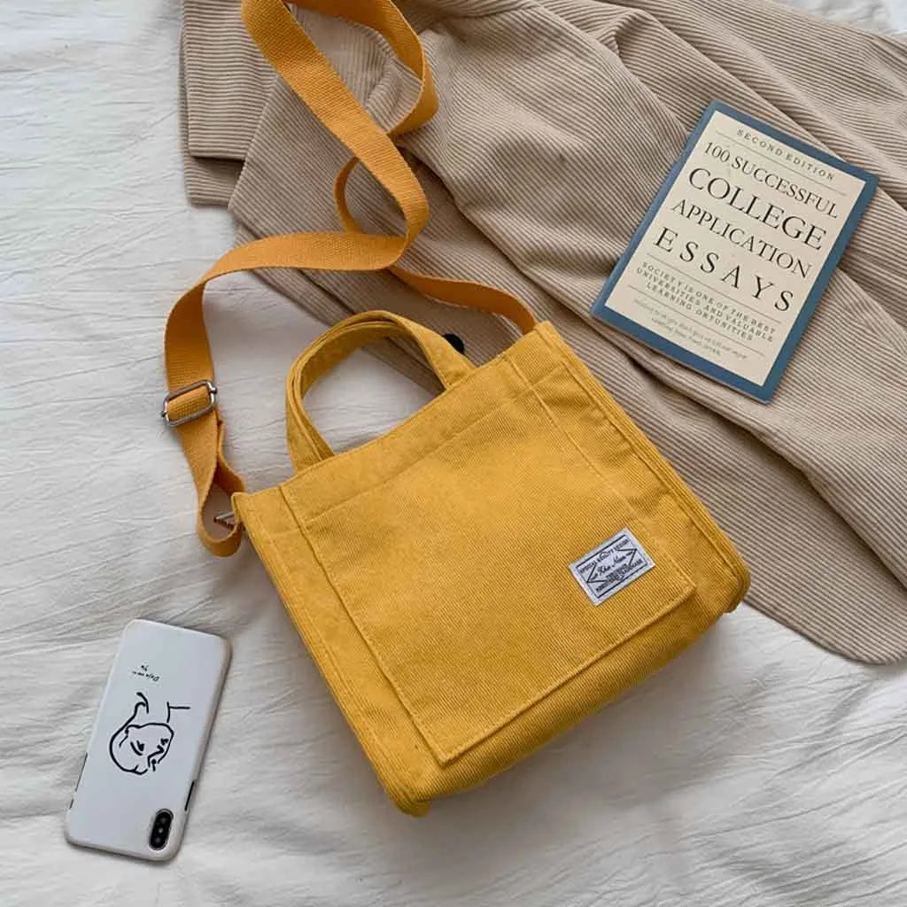 Corduroy Shoulder Bag Small Canvas Handbag Tote Female Crossbody Bag