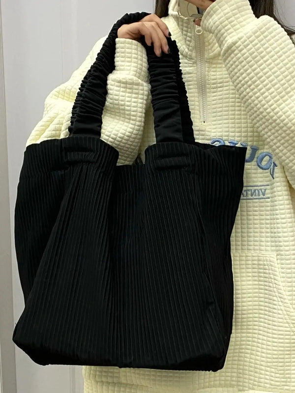 Corduroy Shoulder Bag Big Capacity Tote Handbag All-match Students