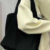 Corduroy Shoulder Bag Big Capacity Tote All-match Handbag Femme Shopping