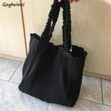 Corduroy Shoulder Bag Big Capacity Tote All-match Handbag Femme Shopping