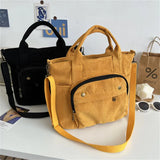 Corduroy Crossbody Bag Casual Tote Zip Canvas Shoulder Women