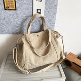 Women Corduroy Shoulder Bags Striped Fabric Handbags Zip Tote Canvas Crossbody B