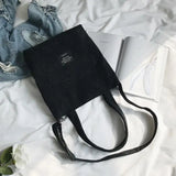 Women Corduroy Shoulder Bags Casual Zip Tote Canvas Crossbody Bag