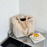 Corduroy Shoulder Shopping Bag for Women