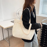 Corduroy Shoulder Shopping Bag for Women