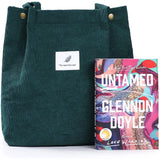 Corduroy Shoulder Shopping Bag Reusable Tote with Button Eco Organizer
