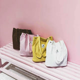 Corduroy Shoulder Shopping Bag Button Eco Organizer