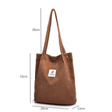 Corduroy Shoulder Shopping Bag Button Eco Organizer