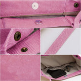 Corduroy Shoulder Shopping Bag Reusable Tote with Button Eco Organizer