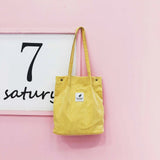Corduroy Shoulder Shopping Bag Button Eco Organizer
