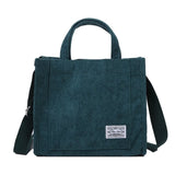 Corduroy Shoulder Tote Bag Vegan Zipper Small Canvas Crossbody Handbag