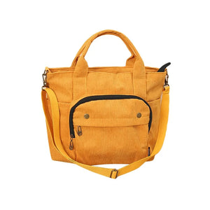 Women Corduroy Shoulder Tote Casual Handbag Canvas Zipper Crossbody Bag