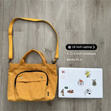 Women Corduroy Shoulder Tote Casual Handbag Canvas Zipper Crossbody Bag