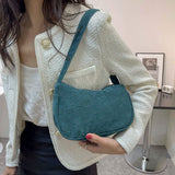 Women Corduroy Solid Shoulder Underarm Bag Ladies Casual Small Purse