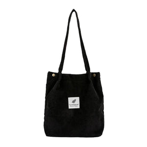 Women Corduroy Tote Bag Casual Solid Shoulder Bag High Capacity Ladies