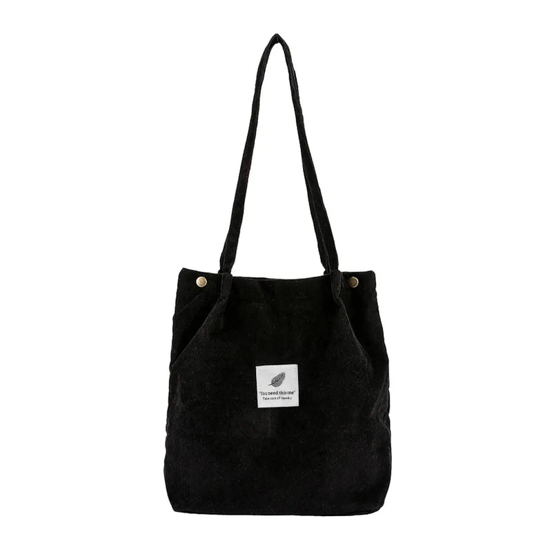 Women Corduroy Tote Bag Casual Solid Shoulder Bag High Capacity Ladies