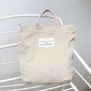 Corduroy Tote Handbag Women Large Capacity Shoulder Bag