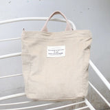 Corduroy Tote Handbag Women Large Capacity Shoulder Bag