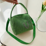 Corduroy Small Shoulder Bag for Women Vintage Style