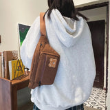 Corduroy Women's Waist Chest Bag Zipper Holder
