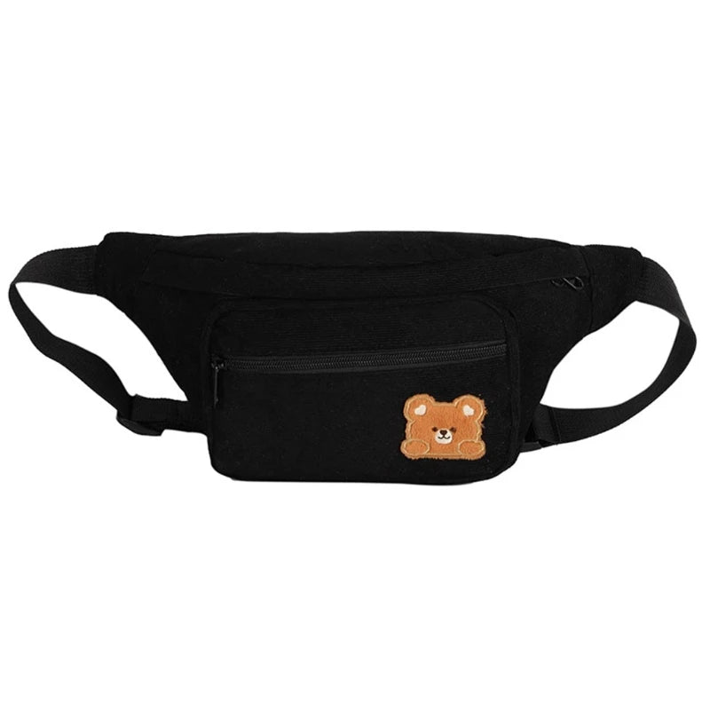 Corduroy Women's Waist Chest Bag Zipper Holder