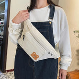 Corduroy Women's Waist Chest Bag Zipper Holder