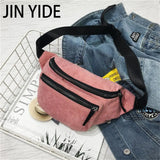 Women Corduroy Waist Bag Ladies Canvas Fanny Pack Brown Money Phone Chest Banana