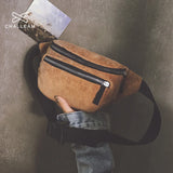 Women Waist Bag Corduroy Canvas Fanny Pack Brown Money Phone Chest