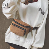 Women Waist Bag Corduroy Canvas Fanny Pack Brown Money Phone Chest