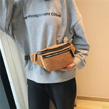 Women Corduroy Waist Bag Ladies Canvas Fanny Pack Brown Money Phone