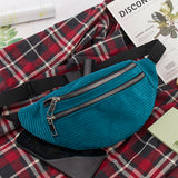 Women Corduroy Waist Bag Ladies Fanny Pack Money Phone Chest Banana Bag