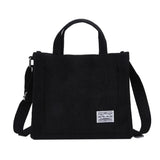 Women Corduroy Zipper Shoulder Bag Small Cotton Canvas Handbag Casual Tote
