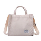 Corduroy Zipper Shoulder Bag Handbag