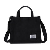 Corduroy Zipper Shoulder Bag Cotton Canvas Handbag Casual Tote Crossbody Bag