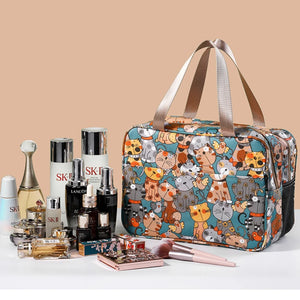 Women Cosmetic Bag Portable Travel Toiletry Wash Bag Waterproof Double-layer