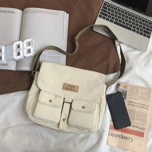 Women Cotton Bucket Pouch Tooling Postman Handbag Totes