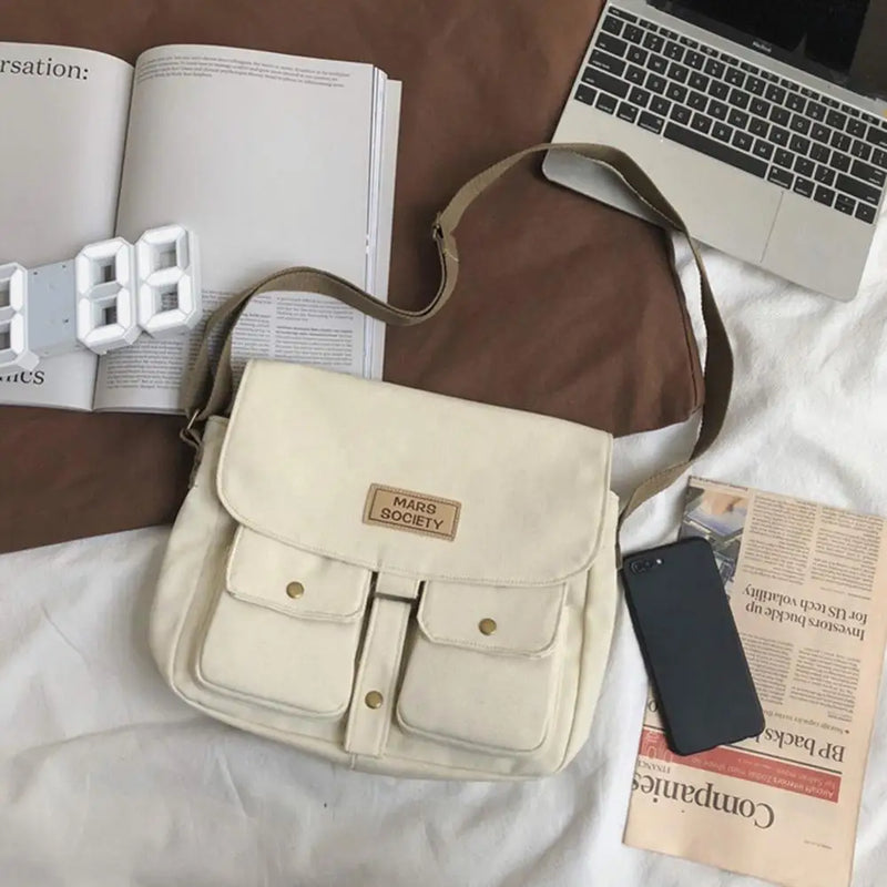 Women Cotton Bucket Pouch Tooling Postman Handbag Totes