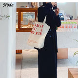 Women Cotton Fabric Shoulder Bag Solid Casual Tote